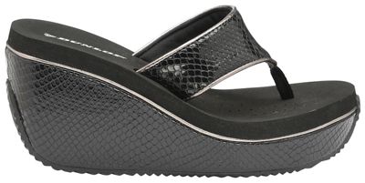 Black 'Dunlop' ladies slip on wedge sandals